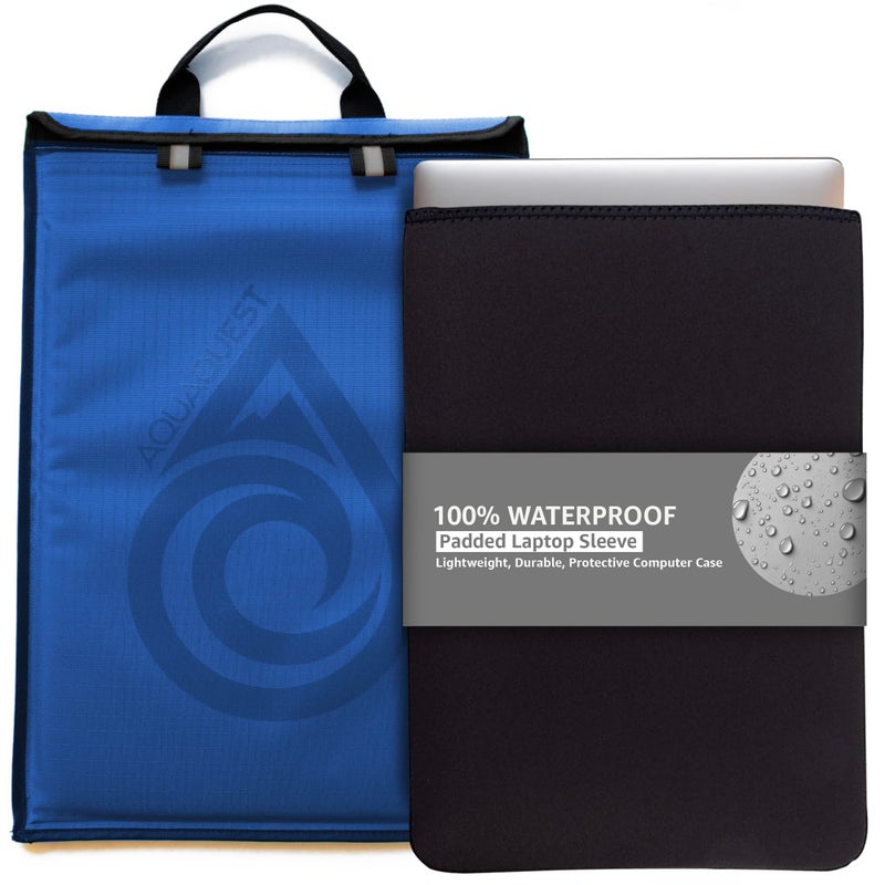 AquaQuest Storm 100% Waterproof Laptop Sleeve â€“ Lightweight Ripstop Nylon Case, Welded Seams and Removable 5 mm Neoprene Liner â€“ 11 in â€“ Blue â€“ Fits up to 12 Ã— 9.75 in - Image 1